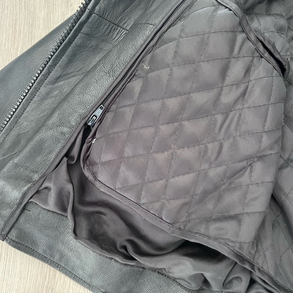 Women's Black Leather Motorcycle Jacket By Silver Bike Zip Out Liner Size XL - Picture 12 of 16